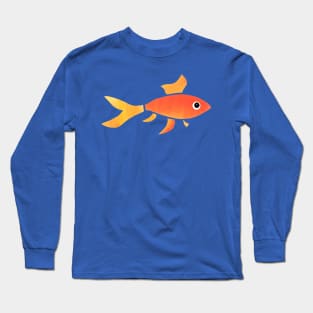 GOLDFISH Watercolor Orange Yellow Fish Cutout Long Sleeve T-Shirt